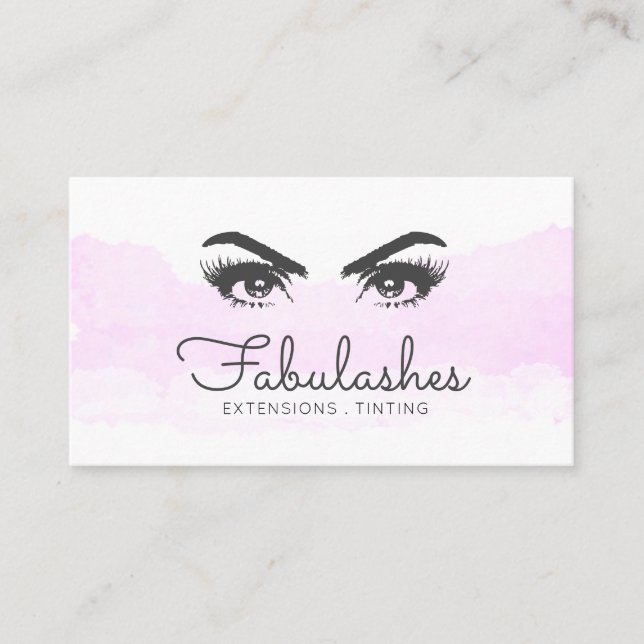Lash Brows Makeup Artist  Rosa Watercolor Visitkort (Framsida)