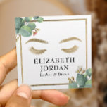 Lash Brows Makeup Artist Salon Vintage Botanical Fyrkantigt Visitkort<br><div class="desc">Lash Brows Makeup Artist Beauty Salon Vintage Botanical Foliage Affärskorts.</div>