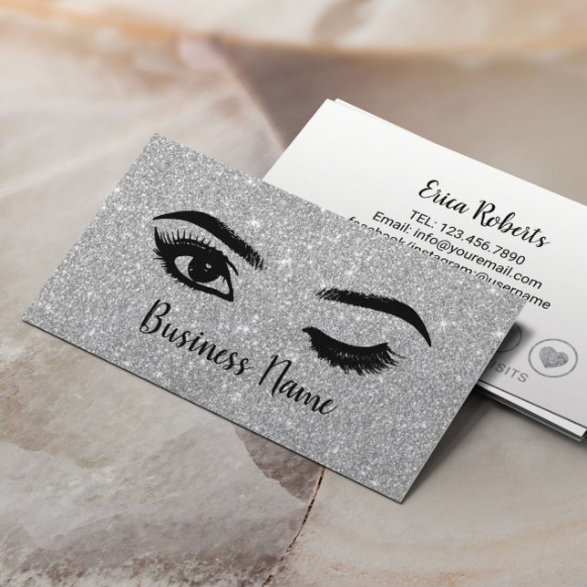 Lash Brows Makeup Artist Silver Glitter Loyalty Lojalitetskort (Skapare uppladdad)