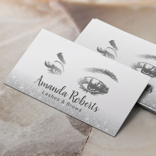 Lash & Brows Makeup Artist Silver Glitter Salon Visitkort