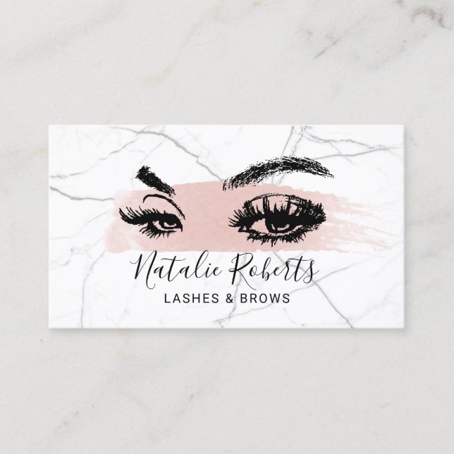 Lash Brows Makeup Artist  Stroke Marble Visitkort (Framsida)