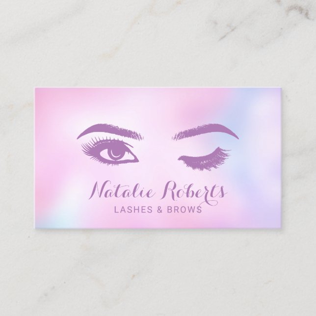 Lash Brows Makeup Artist Watercolor Rosa Salon Visitkort (Framsida)