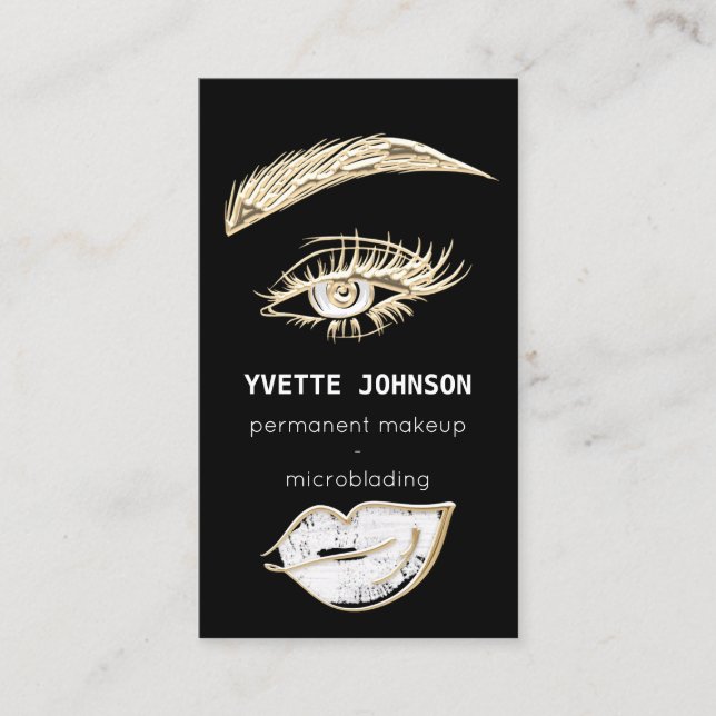 Lash Brows Makeup Logotyp QR Code Läppar Kiss Visitkort (Framsida)