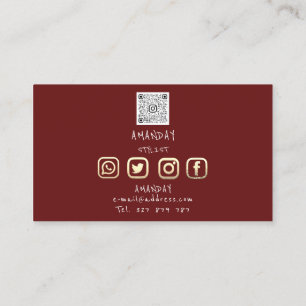 Lash Brows Makeup Logotyp Social Media Burgundy Visitkort