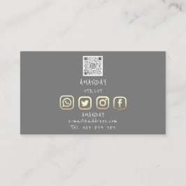 Lash Brows Makeup Logotyp Social Media Grått Guld Visitkort