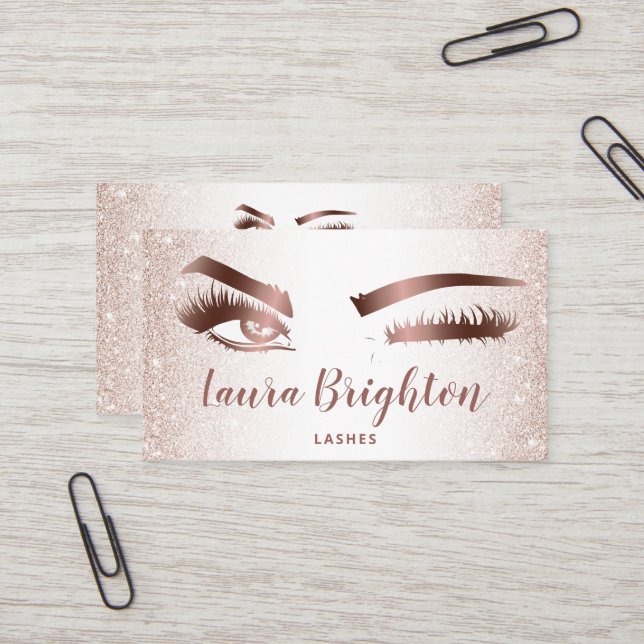Lash & Brows Makeup Ro Guld Glitter Wink Ögon Visitkort (Fram/Back In Situ)