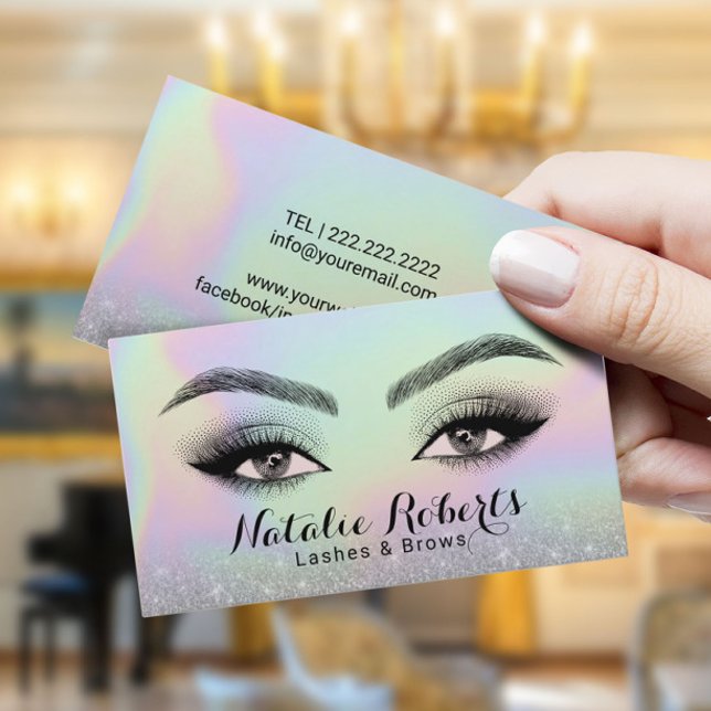 Lash & Brows Microblading Holography Beauty Visitkort (Skapare uppladdad)