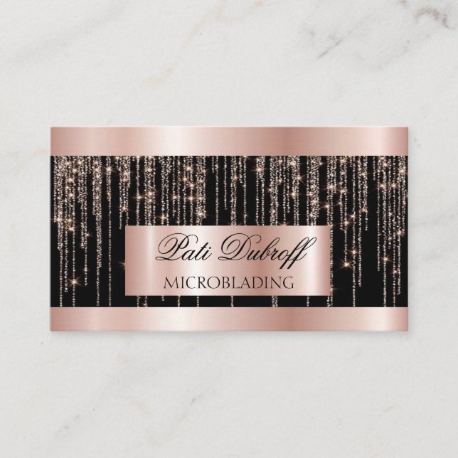 Lash & Brows Microblading Rosa & Silver Glitter Visitkort (Framsida)