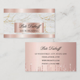 Lash & Brows Microblading Rosa & Silver Glitter Visitkort