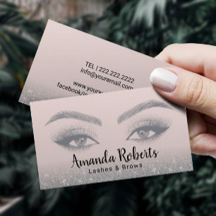 Lash & Brows Microblading Trendig Cream & Grått Visitkort