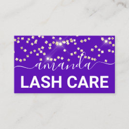 Lash Care Makeup Logotyp Guld Confetti Lila Visitkort