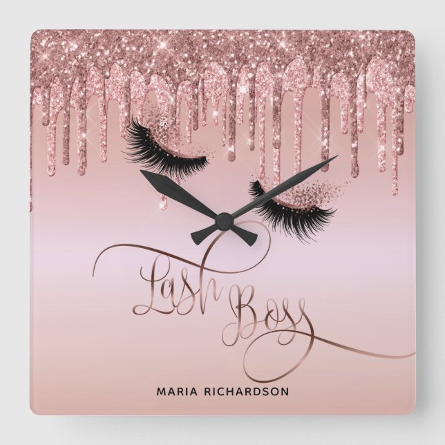 Lash Chef Makeup Eyebrow Ögon Lash Dricks Guld Fyrkantig Klocka (Framsida)