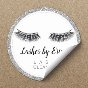 Lash Cleaner Eyelash Extensions Silver Glitter Runt Klistermärke