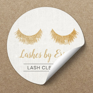 Lash Cleaner Guld Eyelash Extensions Elegant Linen Runt Klistermärke