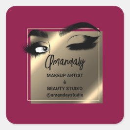 Lash Cleaner Makeup Beauty Shop Tack Marsala Fyrkantigt Klistermärke