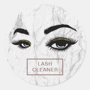 Lash Cleaner Modern White Marble Runt Klistermärke