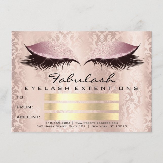Lash Damask Rosa Makeup Artist Certificate Gift (Framsida)