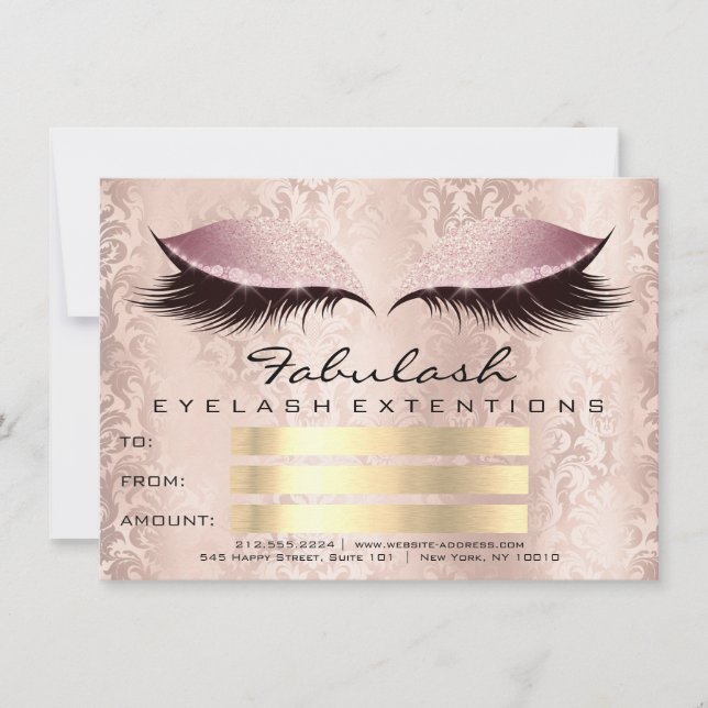 Lash Damask Rosa Makeup Artist Certificate Gift (Framsida)