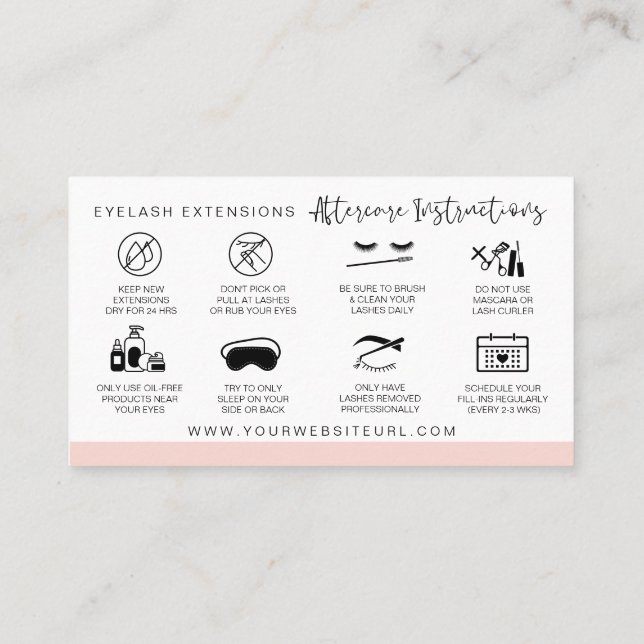 Lash-efterbehandlingsinstruktioner Lägg till din L Visitkort (Baksida)