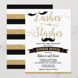 Lash eller Stash-Gender Visa babyskor Guld Inbjudningar