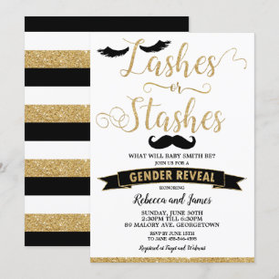 Lash eller Stash-Gender Visa babyskor Guld Inbjudningar