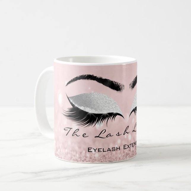 Lash Exention Beauty Studio Grått Öga Glitter Kaffemugg (Framsida vänster)