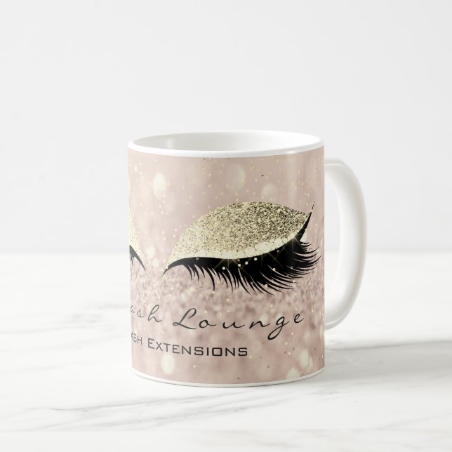 Lash Exention Beauty Studio Makeup Guld Glitter Kaffemugg (Framsida höger)