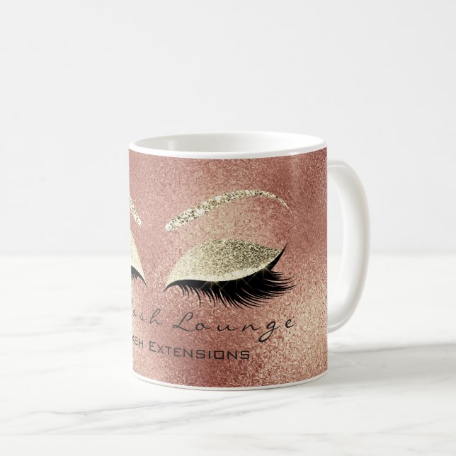 Lash Exention Beauty Studio Ro Guld Glitter Kaffemugg (Framsida höger)