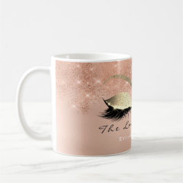 Lash Exention Beauty Studio Rosa Guld Glitter Kaffemugg