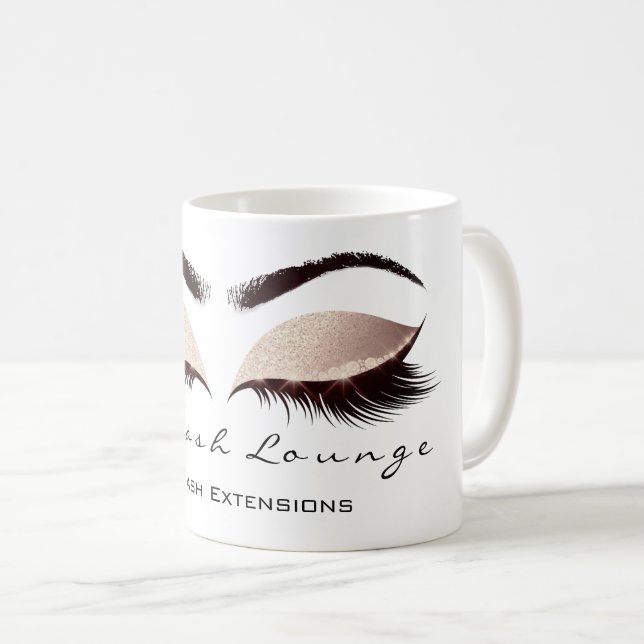 Lash Exention Beauty Studio White Ögon Glitter Kaffemugg (Framsida höger)