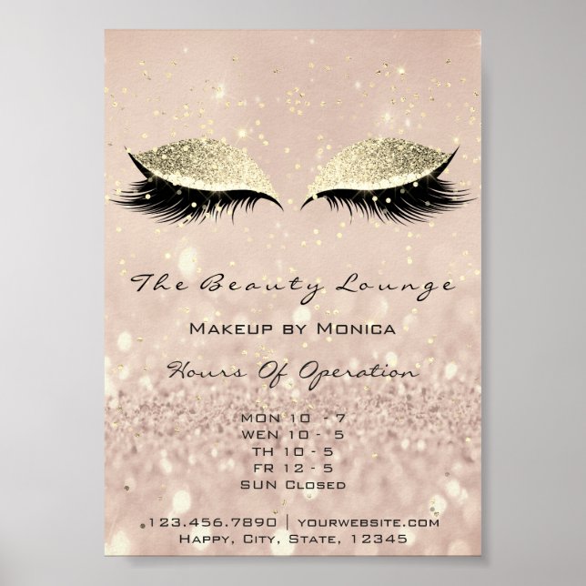 Lash Extens Makeup Artist Glitter Beauty Salon Poster (Framsidan)