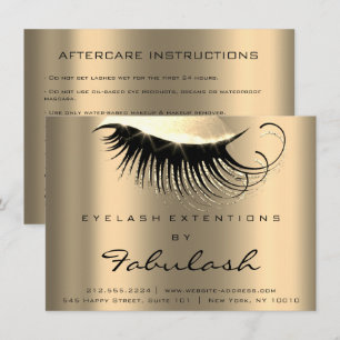 Lash Extension Aftercare Instruction Champaig Guld Inbjudningar