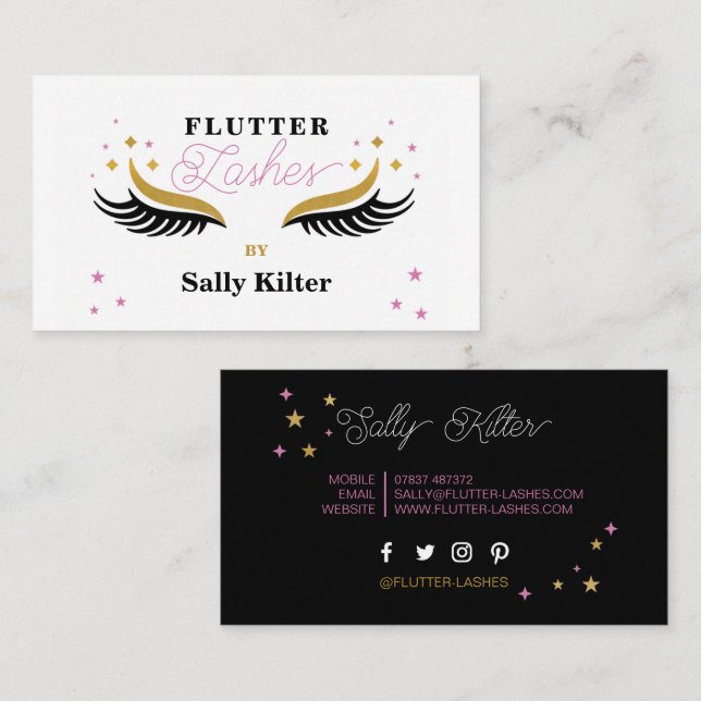 Lash Extension Bash Beautician Beauty Makup Visitkort (Fram/baksida)