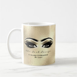 Lash Extension Beauty Studio Guld Ögon Glitter Kaffemugg