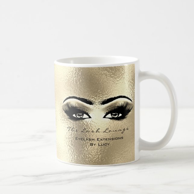 Lash Extension Beauty Studio Guld Ögon Glitter Kaffemugg (Höger)