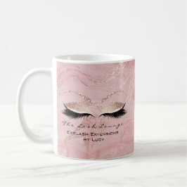 Lash Extension Beauty Studio Rosa Glitter Marble Kaffemugg