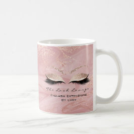 Lash Extension Beauty Studio Rosa Glitter Marble Kaffemugg