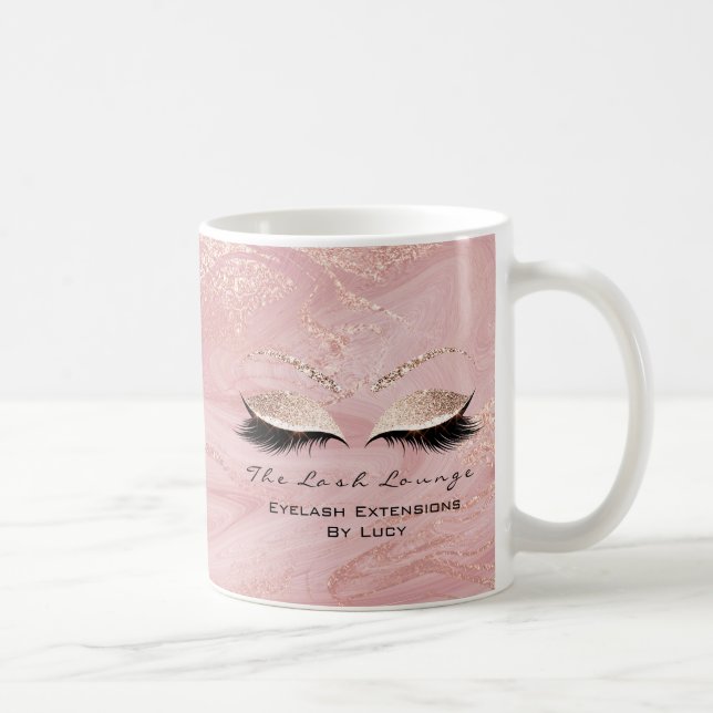 Lash Extension Beauty Studio Rosa Glitter Marble Kaffemugg (Höger)