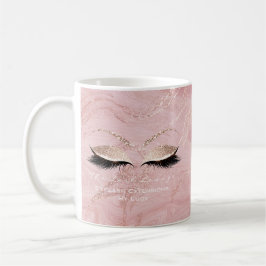 Lash Extension Beauty Studio Rosa Glitter Marble Kaffemugg