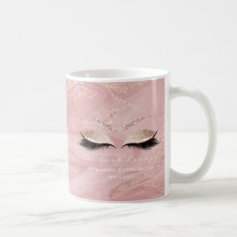 Lash Extension Beauty Studio Rosa Glitter Marble Kaffemugg