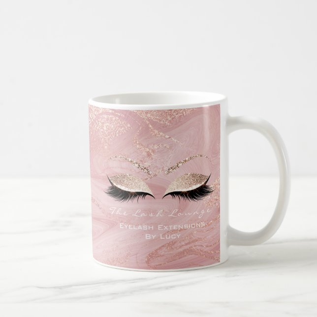 Lash Extension Beauty Studio Rosa Glitter Marble Kaffemugg (Höger)