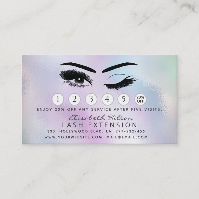 Lash Extension Efterhand Instruktioner, diagram Visitkort (Framsida)