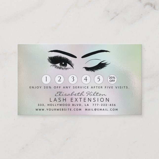 Lash Extension Efterhand Instruktioner, diagram Visitkort (Framsida)