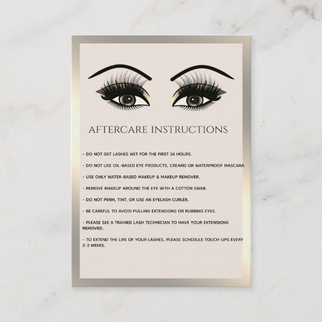 Lash Extension Efterhand Instruktioner lyx Visitkort (Framsida)