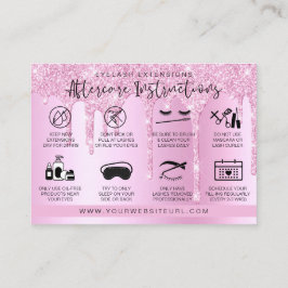 Lash Extension Efterhand Rosa Dripping Glitter Visitkort