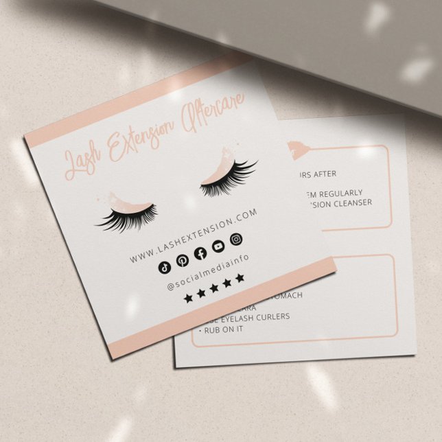 Lash Extension Efterhand Socialmedia Minimalist Fyrkantigt Visitkort (Skapare uppladdad)