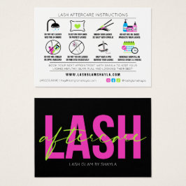 Lash Extension Eftervård Neon Glow Instructions Visitkort