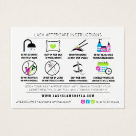 Lash Extension Eftervård Neon Glow Instructions Visitkort