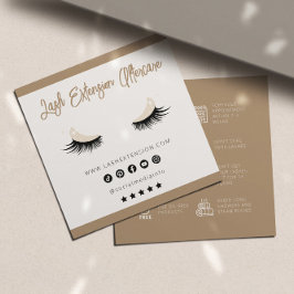 Lash Extension Eftervård Socialmedia Neutralt Beig Fyrkantigt Visitkort