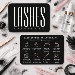 Lash Extension Eftervårdskort Svart Minimalist Visitkort